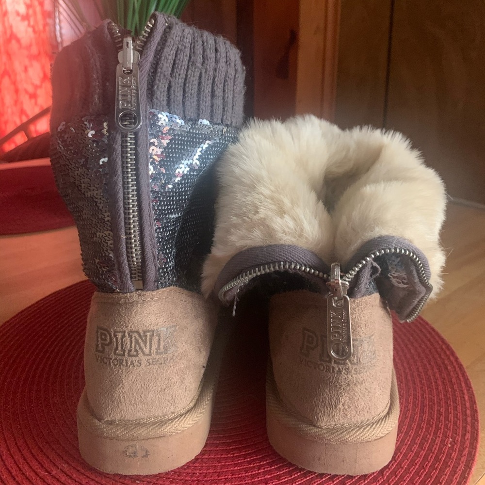 PINK brand sequin fur boot
